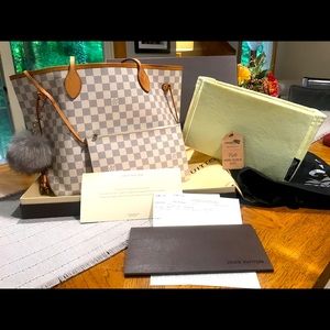 Authentic Louis Vuitton Neverfull MM Damier Azur